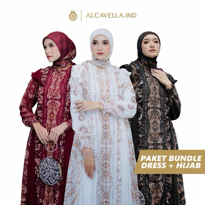 Alcavella - Zeenara Dress Sethijab | Dress Wanita | Dress muslim Set Hijab Terbaru Alcavella