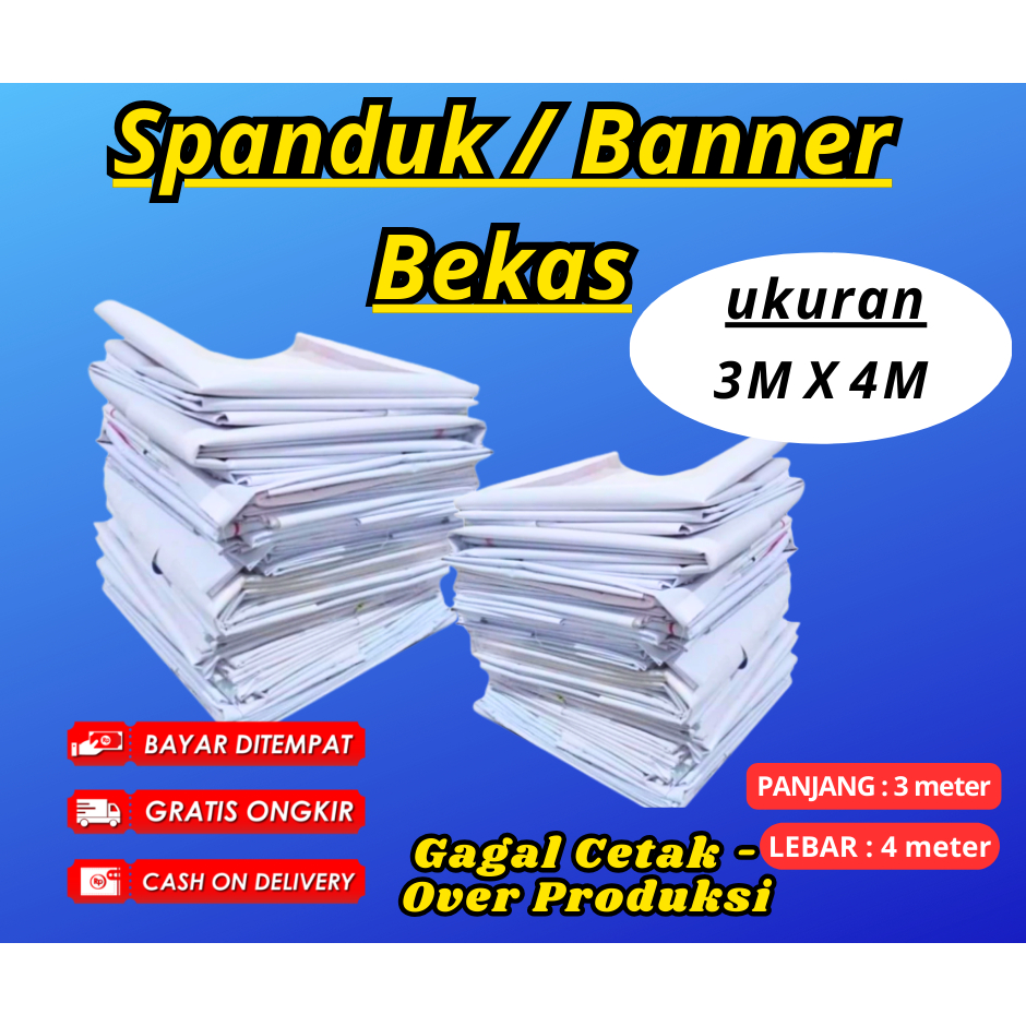 Spanduk atau Banner Bekas / Gagal Cetak Ukuran 3m x 4m flexi