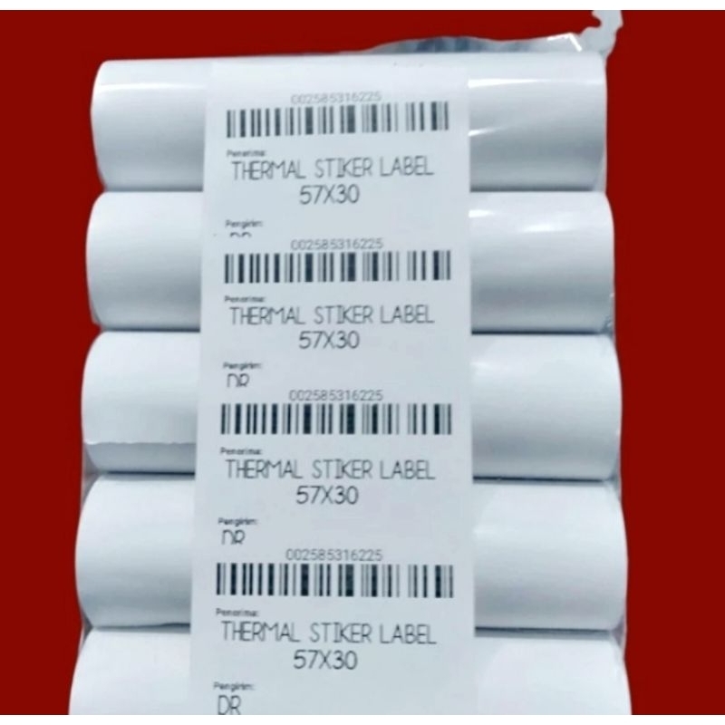 

Stiker label thermal 57x30 paket 1kg isi 20 roll