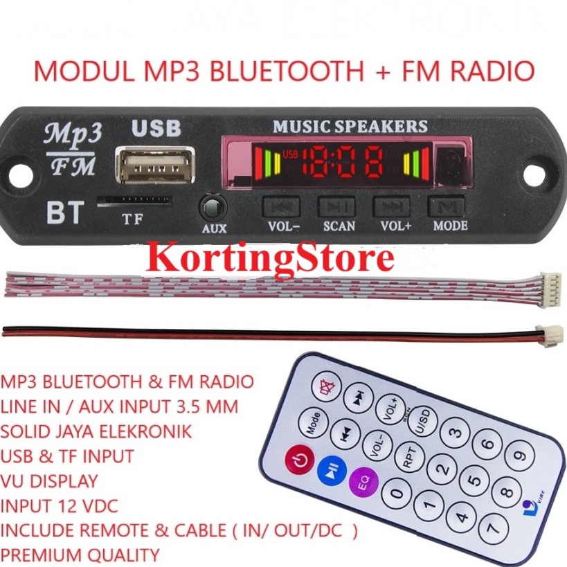Modul Mp3 Player Bluetooth KIT Tape Mobil Wireless USB FM Radio TF AUX