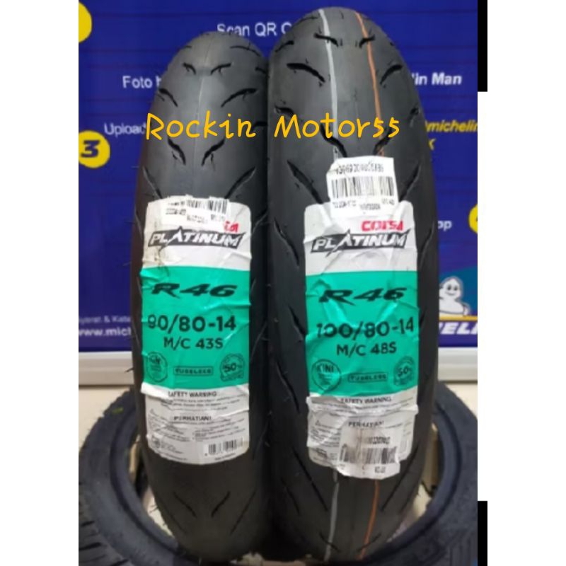 Ban Tubeless Balap PAKET Ban Tubeless CORSA R46 (90/80-14 & 100/80-14) Untuk Vario 110/125/150/Cbs/M