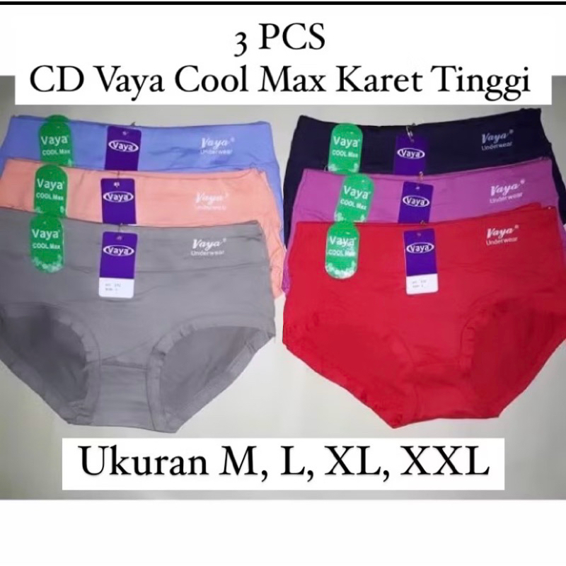 3 PCS - CD Celana Dalam Wanita Remaja dan Dewasa VAYA Karet Tinggi Bahan Spandeks Halus Berkualitas