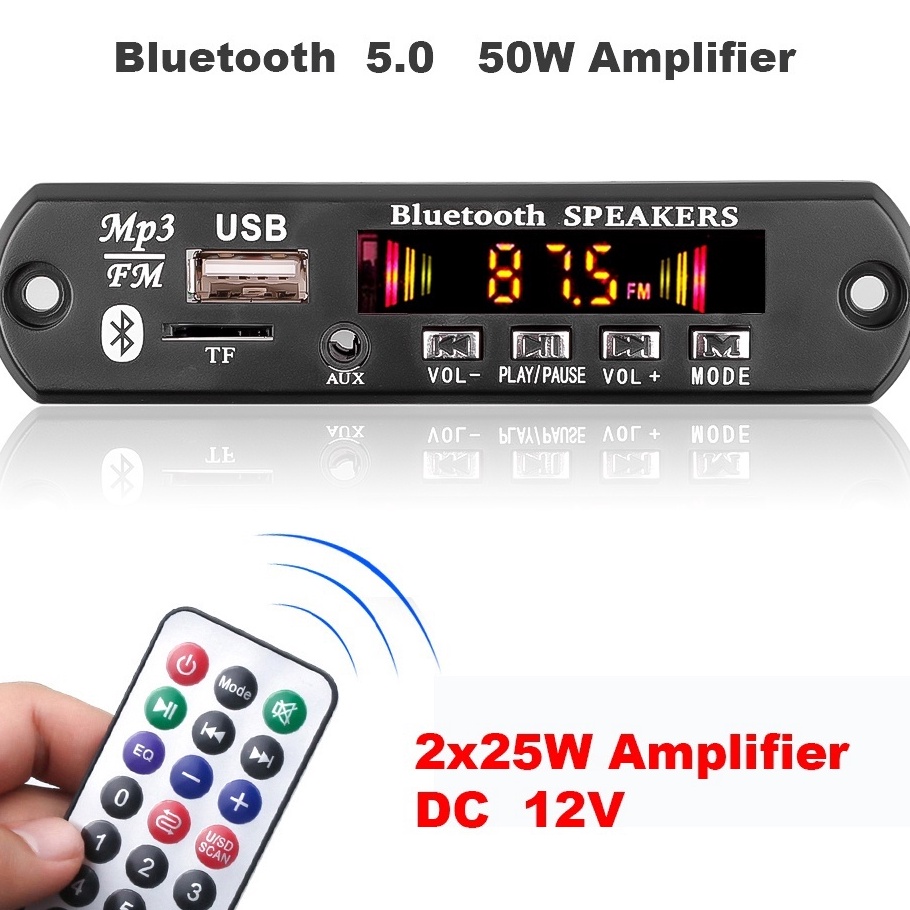 MODUL MP3 BLUETOOTH PLUS FM RADIO VIRE KIT MODUL MP3 BT KIT MP3 KIT PEMUTAR LAGU MP3 USB PLAYER BLUE