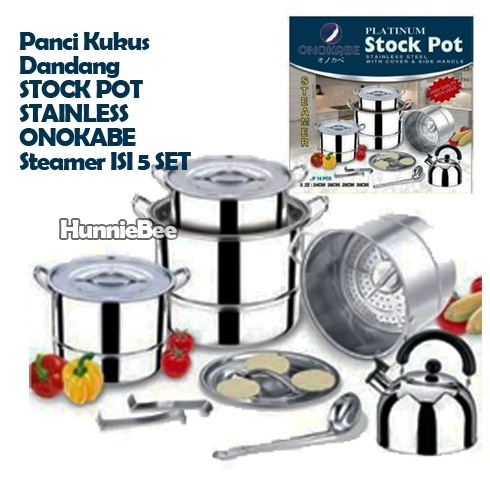 Panci Kukus Dandang Stainless Stock Pot Onokabe Steamer Set Iso 5
