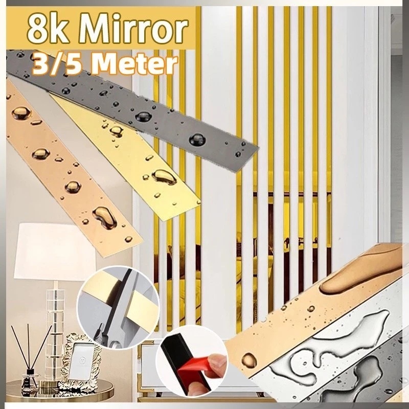 3M List Plat Strip Mirror Gold /Sticker Pembatas Nat Keramik/Stiker Dinding / List dinding/Wall Stic