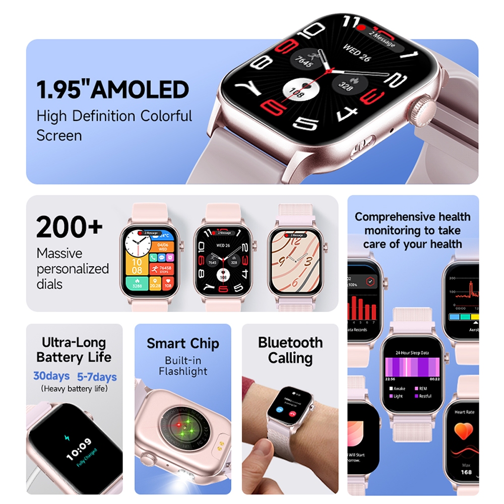 Hot Deals Skmei B58 Smartwatch 1.95Inci Amoled Touchscreen Jam Tangan Pria Ip67 Waterproof Bluetooth