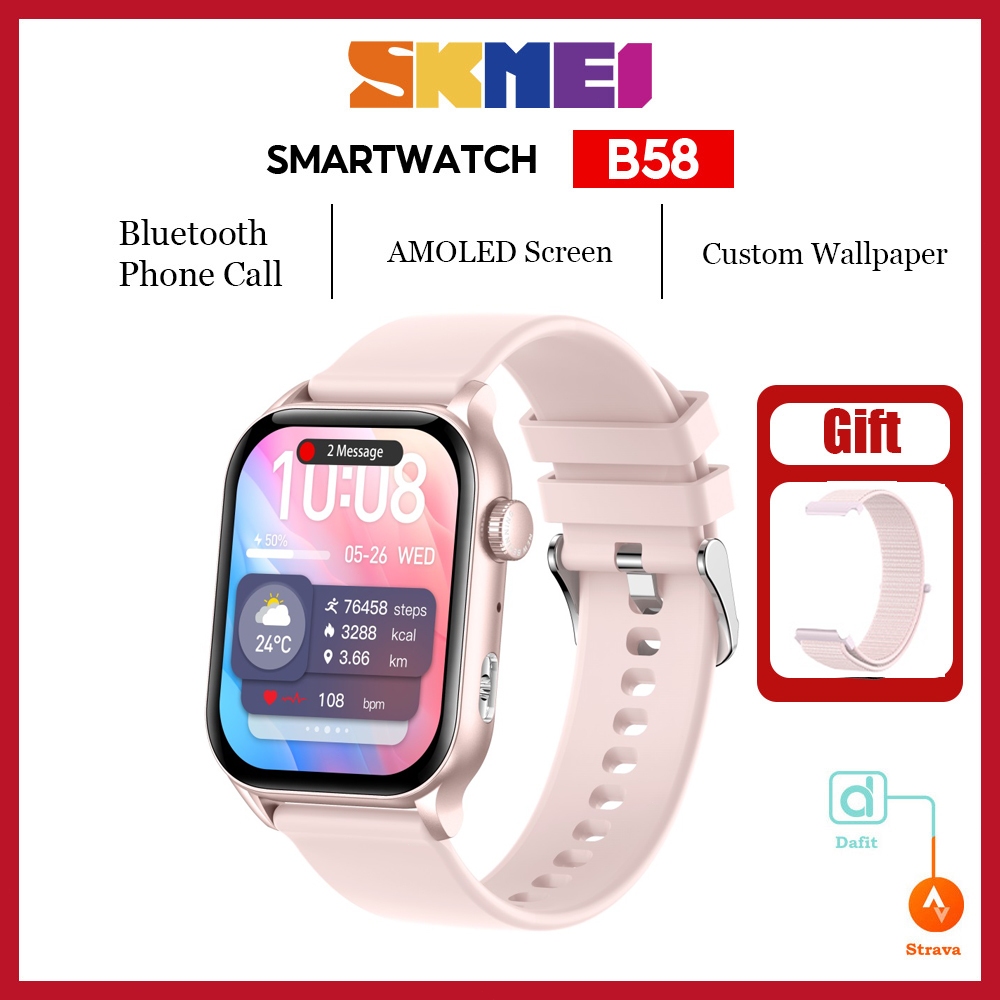 SKMEI B58 Smartwatch Amoled Jam Tangan Pria Bluetooth Call Sleep Monitor Fitness Tracker