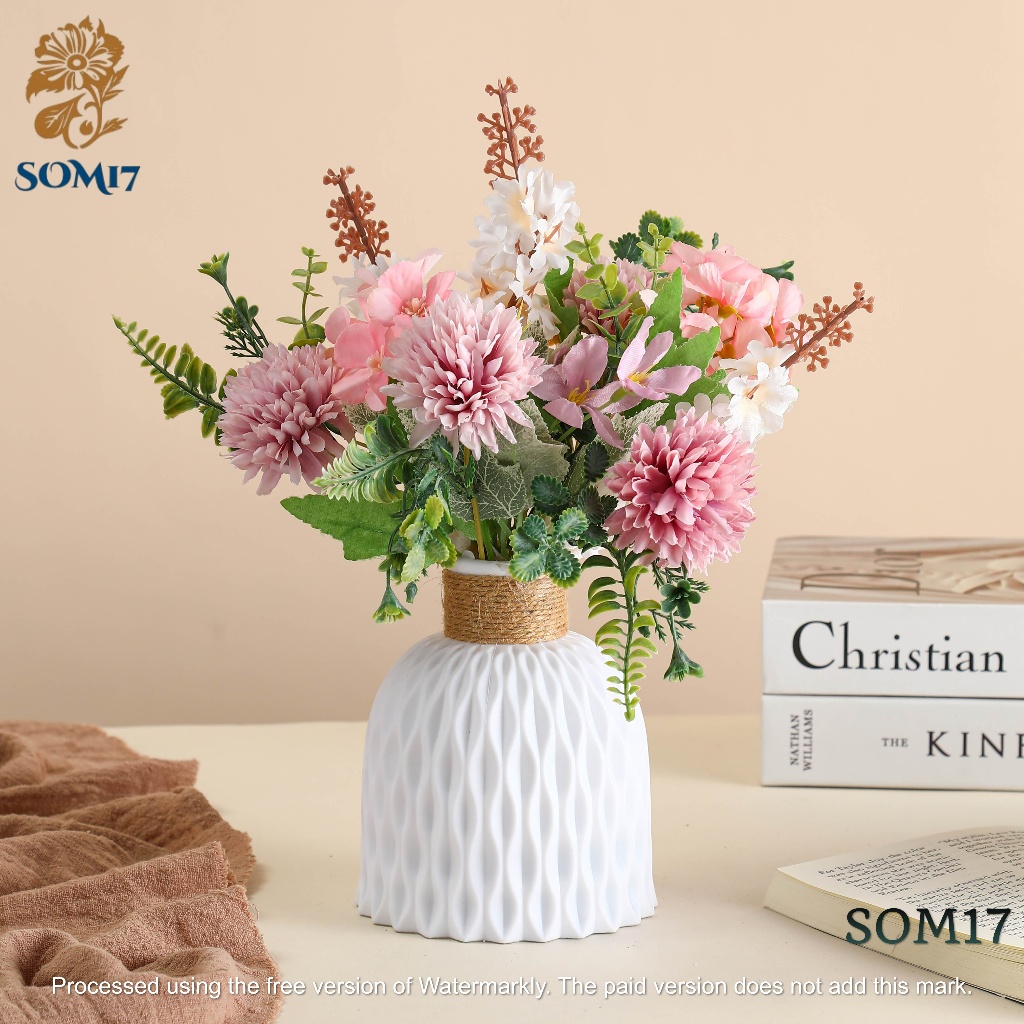 Set Vas Bunga Plastic Aesthetic Bunga Hias Plastik Bunga Hias Plastik bunga hiasan ruang tamu