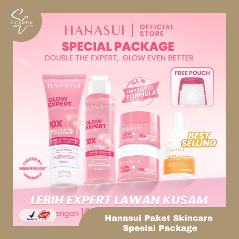 HANASUI PAKET LENGKAP SKINCARE | RANGKAIAN HANASUI GLOW EXPERT | FACIAL WASH | TONER | DAY & NIGHT C