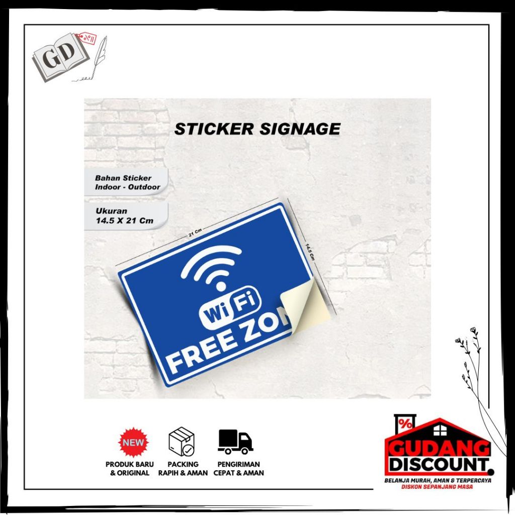 

STIKER PERINGATAN MURAH BAHAN VINLY FREE WIFI ZONE / STIKER PERINGATAN UKURAN 12 X 12 / STIKER SIGNAGE PERINGATAN / INDOOR - OUTDOOR