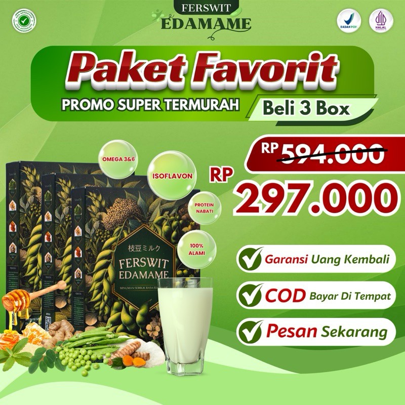 

Ferswit Susu Edamame Premium Jepang 100% Original Paket 3 Box Kemasan 200gr Ampuh Atasi Nyeri Sendi
