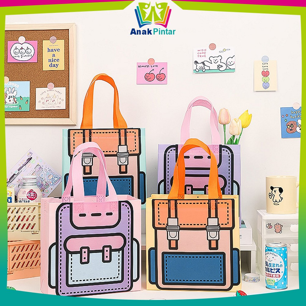 

Goodie Bag Non Woven Anti Air Motif Tas Sekolah Lucu Uk. 22x22x9cm / Tas Hampers Hand Bag Ulang Tahun Snack Bag Packaging Lipat Eco Friendly Bag Anak Pintar T59