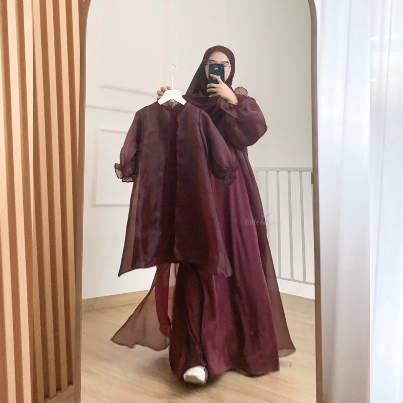 Organza Abaya Outer by Little Hanaaa | Couple Ibu Anak Perempuan Organza