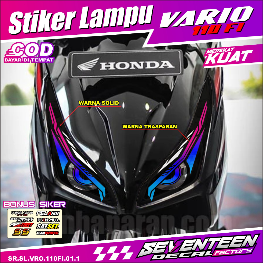 COD STIKER VARIASI LAMPU ALIS MOTOR VARIO 110 FI TRANSPARAN UV VARIO 110 FI