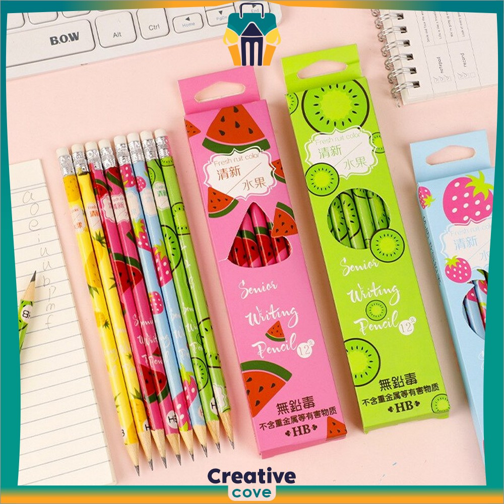 

Pensil 12pcs Alat Tulis Sekolah Pencil Fruits With Eraser Pensil Kayu Set 12IN1 Motif Buah Dengan Penghapus Praktis Creative Cove A49