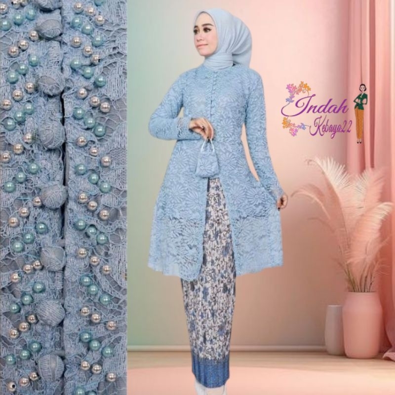 Indah Kebaya22 | Kebaya Tunik Brokat Payet Mutiara | Kebaya Kondangan Wanita Modern | Kebaya Wisuda 