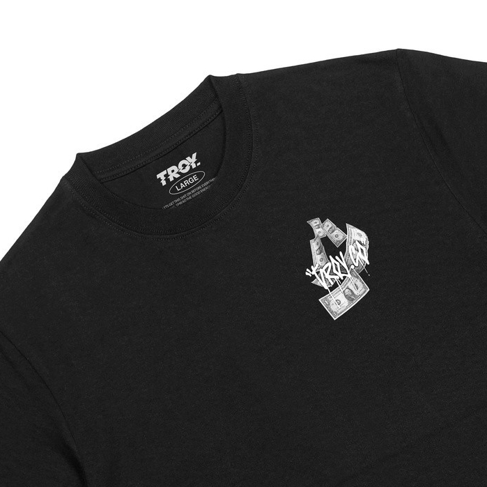 Troy Company Tshirt Black Dollar Benjamin Franklin - Kaos Pria Lengan Pendek Hitam MT 2211
