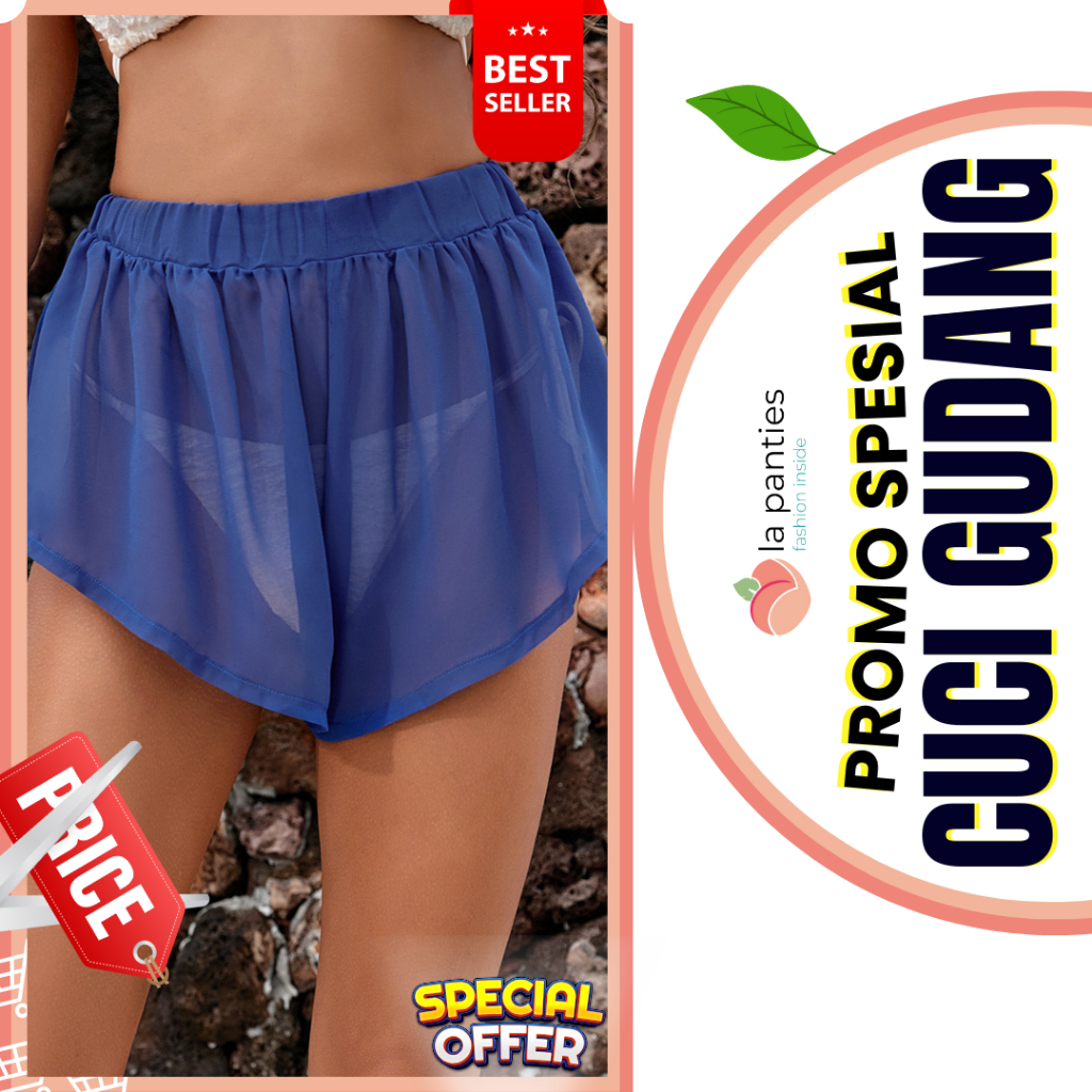 La Panties Celana Pendek Wanita Ukuran One Size Bahan Polyester Solid Warna Motif Polosan Model Shor