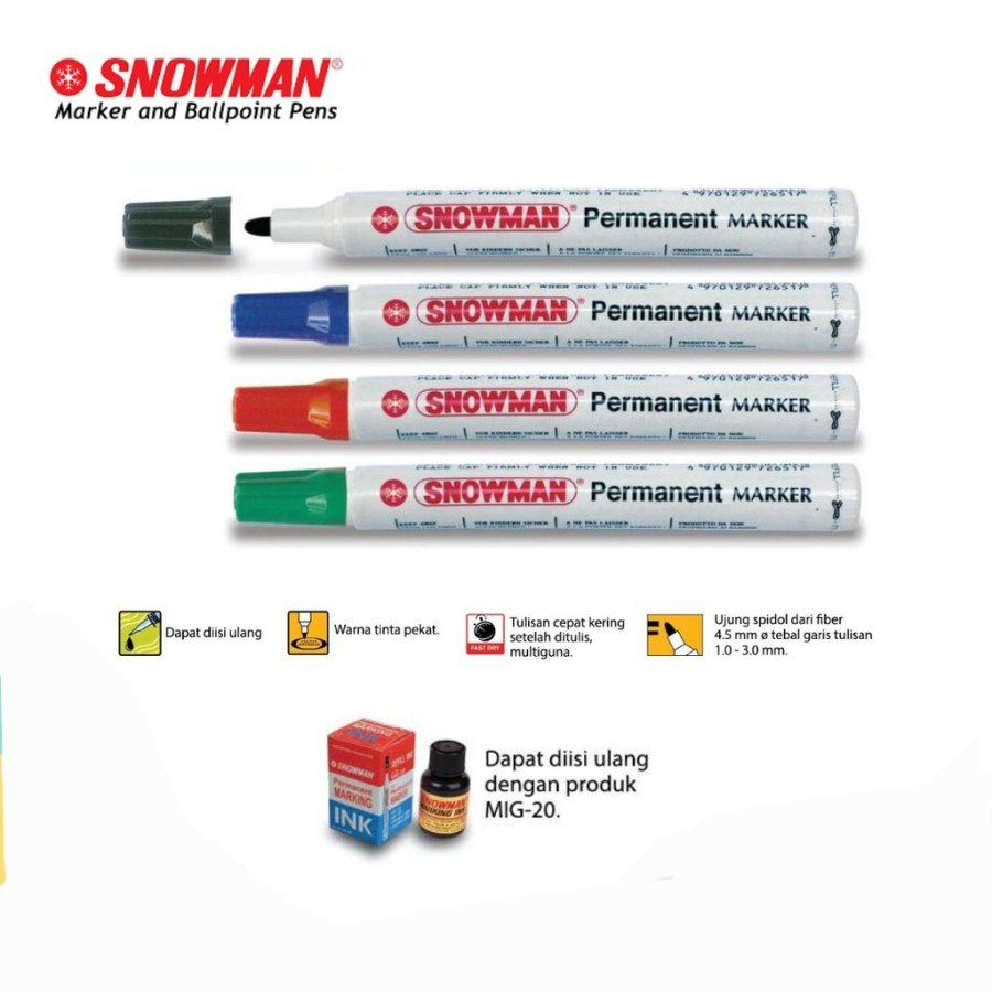 

Spidol SNOWMAN Permanent Marker G-12 per PCS