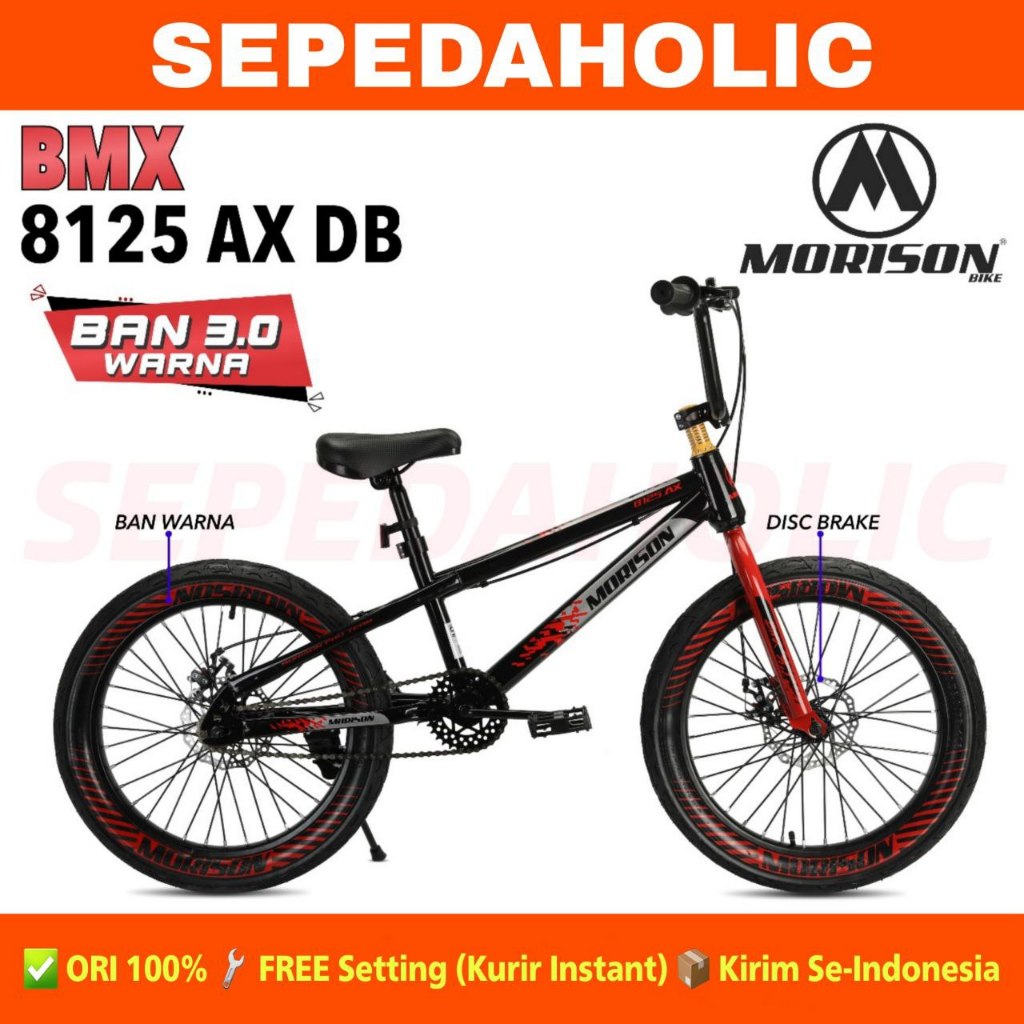 Sepeda Anak Laki BMX MORISON 8125 AX DB 20 Inch Ban 2.40 & 3.00 Rem Cakram