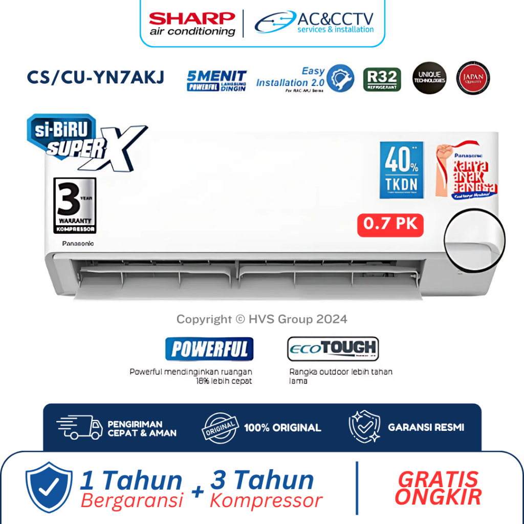 PANASONIC AC CS/CU-YN7AKJ 3/4 0.75 PK Standard Non-Inverter