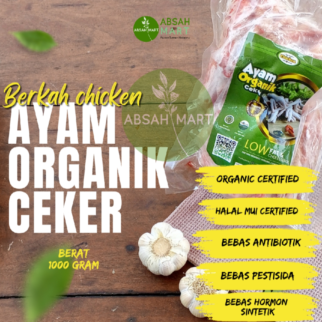 

Ceker Ayam Organik/Ayam Probiotik BERKAH CHICKEN kemasan 1 kg Natural Sehat tanpa MSG non GMO