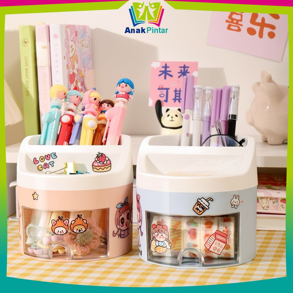 

Kotak Penyimpanan Alat Tulis dengan Laci Aesthetic Lucu / Pen Holder Kotak Penyimpanan Pulpen Desk Storage Organizer Multifungsi / Kotak Pensil Import Anak Pintar C970