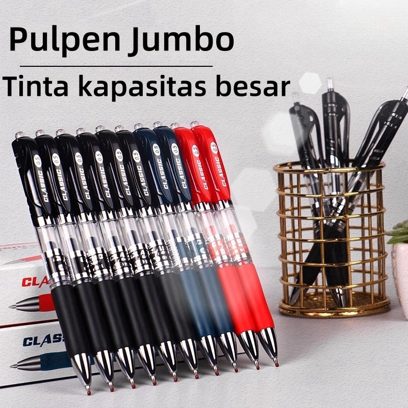 

[COD] AIGD Pulpen Gel Pena Jumbo 0.5mm Tinta Hitam 12PCS 1Pack Kantor & Sekolah Alat Tulis