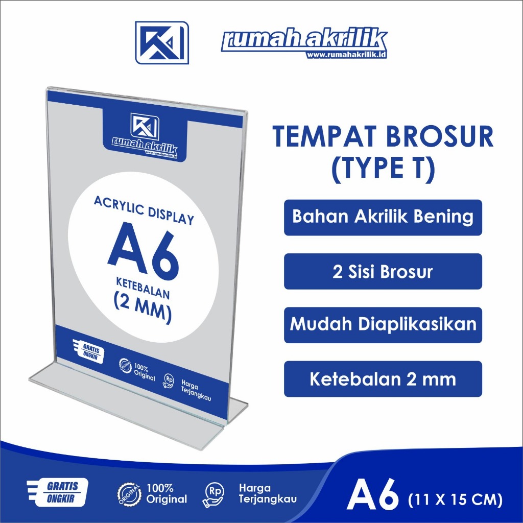 

(RUMAH AKRILIK) TEMPAT BROSUR AKRILIK UKURAN A6 - 2 SISI BENING / POTRAIT - LANDSCAPE TEBAL 2 MM / TENT HOLDER / TENT CARD STAND AKRILIK / BROCHURE HOLDER ACRYLIC / TEMPAT BROSUR AKRILIK / RAK BROSUR AKRILIK / DISPLAY MENU MEJA / ACRYLIC FLYER HOLDER