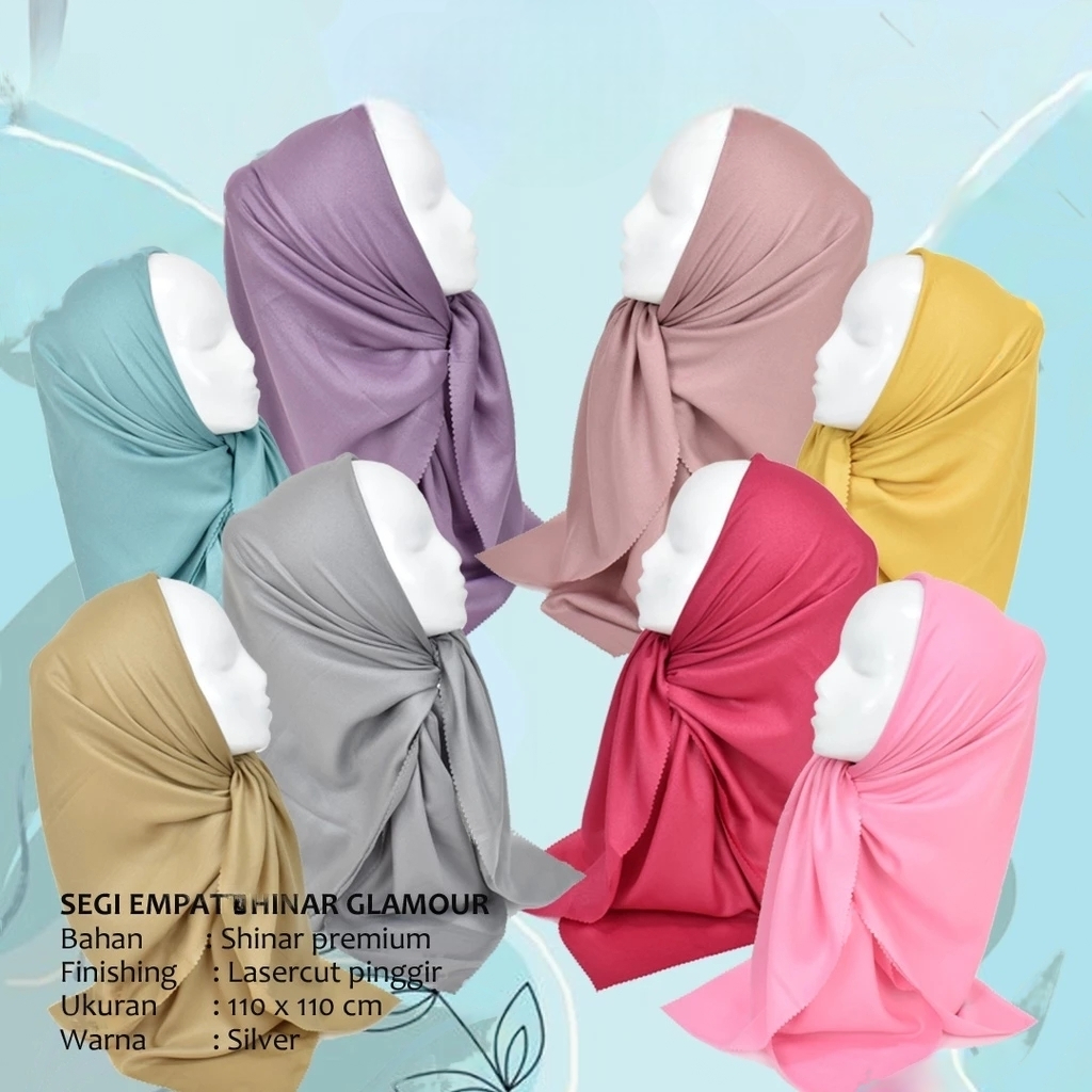 HIJAB SEGI EMPAT SINAR GLAMOUR PREMIUM /SEGI EMPAT GLAMOUR POLOS SEGI EMPAT GLITER LASERCUT