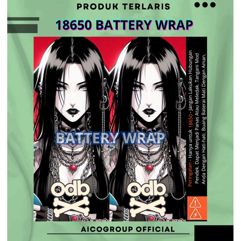 

ALVARO - Stiker Wrap Baterai 18650 ODB x Anime artttt Original Include Insulator dan Wrap Transparan Untuk Menghias Dan Melindungi Baterai