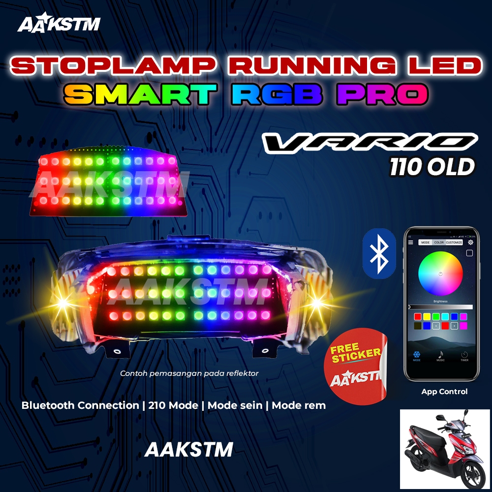 Stoplamp Running Vario 110 Karbu RGB Smart Pro Smartphone Lampu LED Rem Belakang Variasi Motor