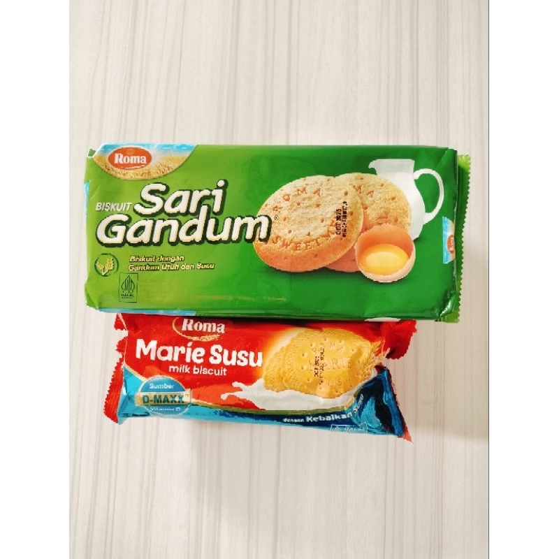 

ROMA SARI GANDUM 240 Gr / ROMA MARIE SUSU 115 Gr/BISCUIT MARIE SUSU/BISCUIT ROMA