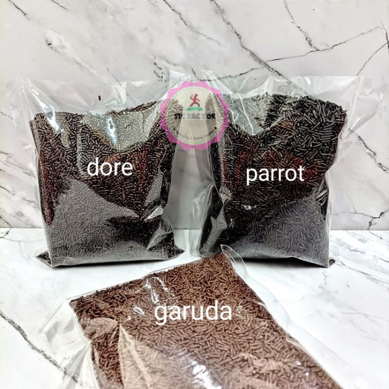 

Meises/Meses Coklat G Dore Parrot Garuda Kemasan Repack 500gr