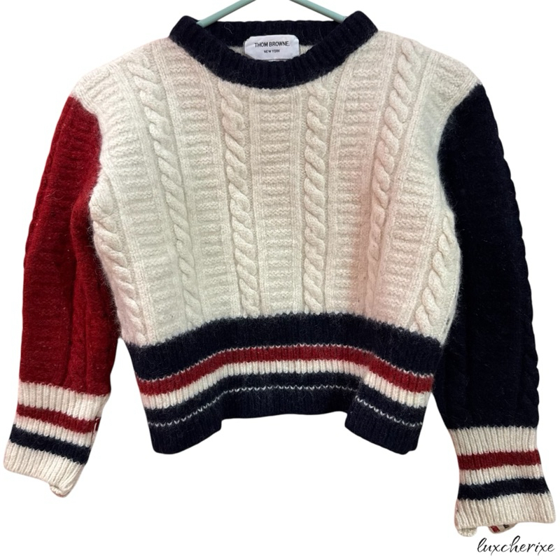 Thom Browne Sweater Crop Wool Three Tone Preloved