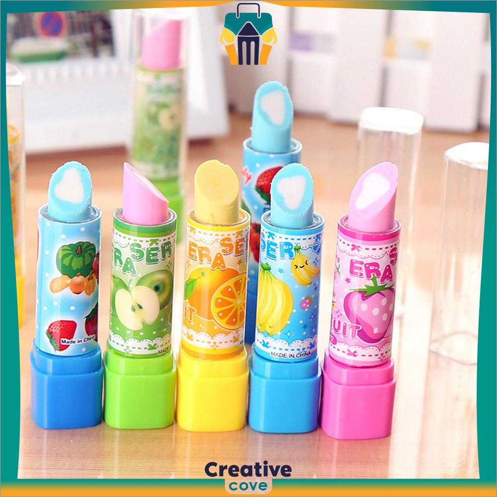 

Penghapus Pensil Model Lipstik Karakter Buah Random / Eraser Buah Warna Warni Lucu / Penghapus Pensil Eraser Fruits Import Creative Cove A70