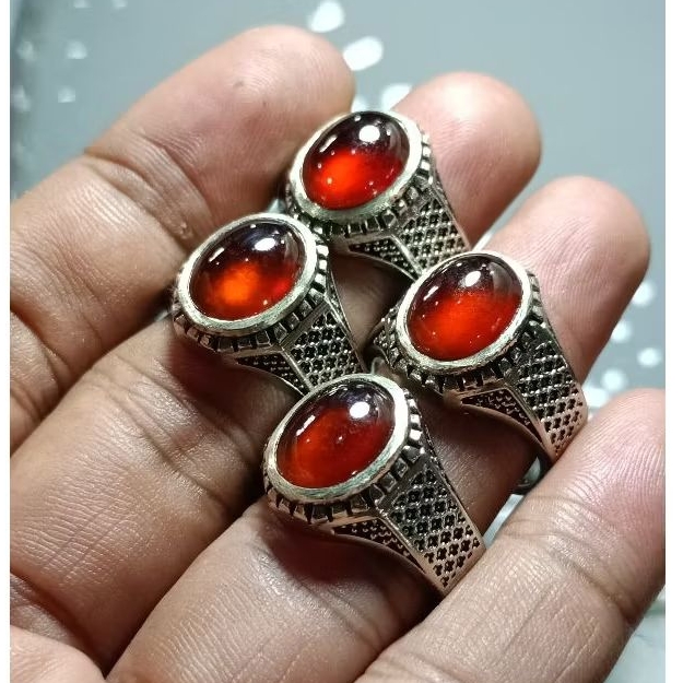 cincin Batu akik RED GARNET hisonite black mamba original kantoran