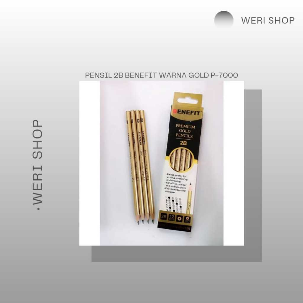 

PENSIL 2B MERK BENEFIT WARNA GOLD P-7000 (1PACK ISI 12PCS)