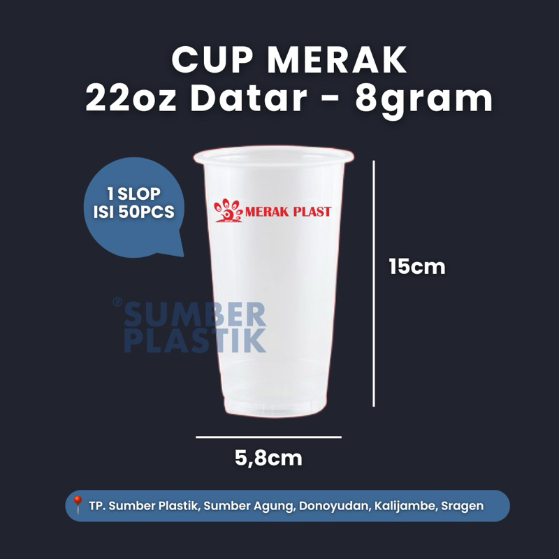 Gelas Plastik Merak Cup 22oz Datar - 8gram