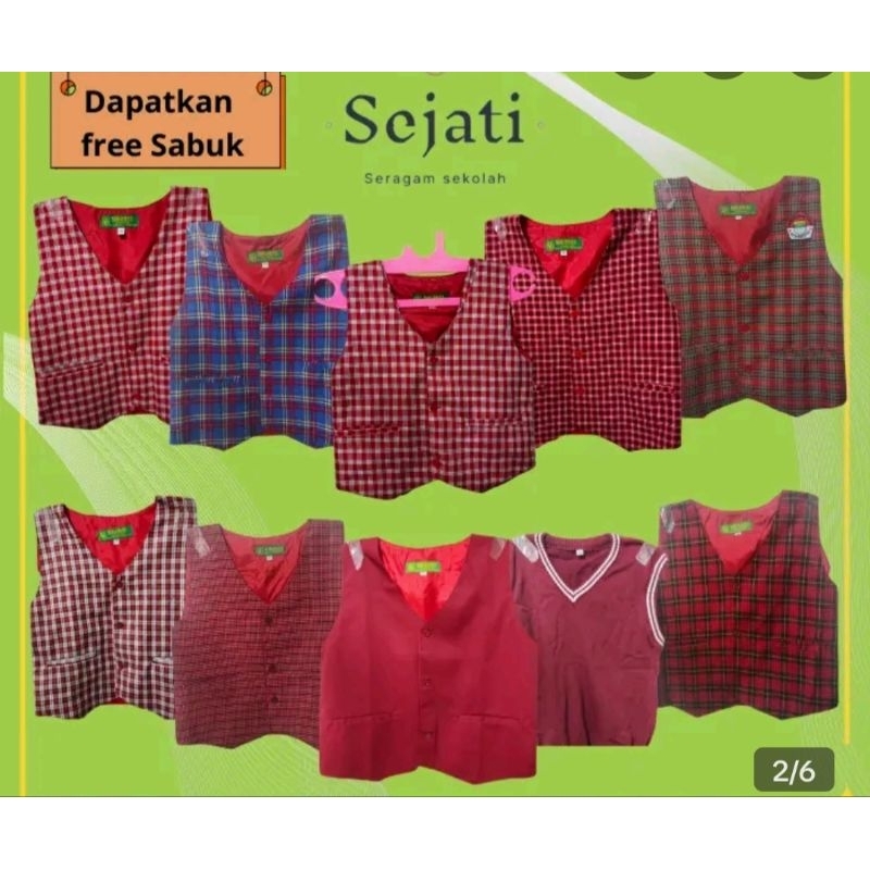 Seragam sejati collection rompi merah Sd / rompi kotak kotak sekolah / seragam oversize sd