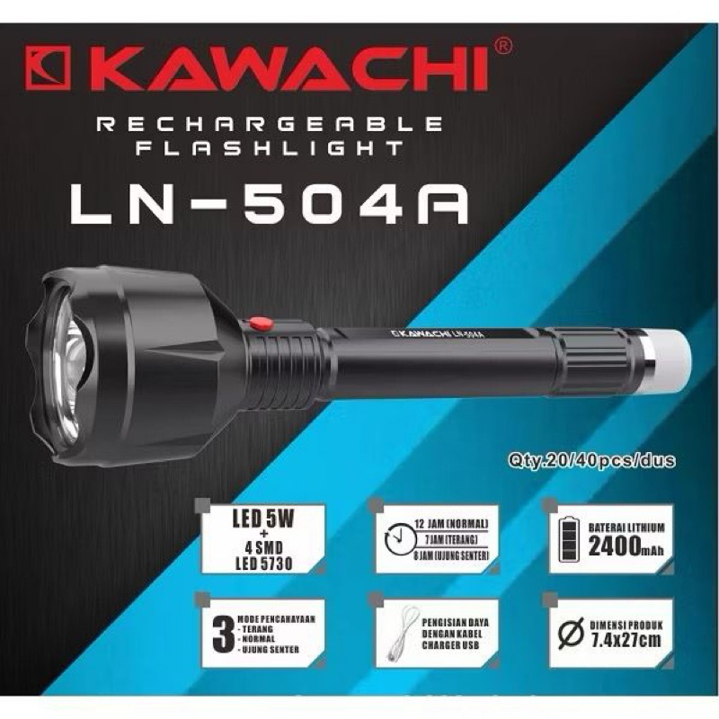senter tangan senter hiking senter berburu senter portable senter charger kawachi LN - 504A