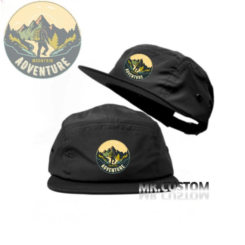 Topi 5 Panel Casual Outdoor Adventure Logo/ Five Panel Snapback Vintage Brand Pria Wanita Dewasa