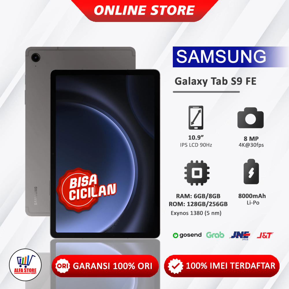 Samsung Galaxy Tab S9 FE 5G RAM 6/128 GB  & Galaxy Tablet S9 FE (Wifi Only) tab s9fe tabs9fe Garansi
