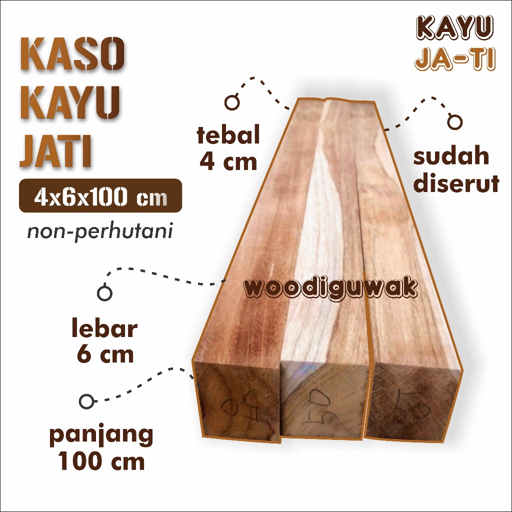 Kaso Usuk Kayu Jati Jawa Allgrade Ukuran 4x6x100 cm Sudah Halus Serut - woodiguwak -