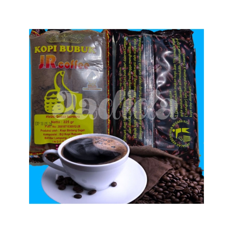 

Kopi Bubuk Robusta Cap J.R Coffe, 225gr, asli lampung, murah, Gratis ongkir