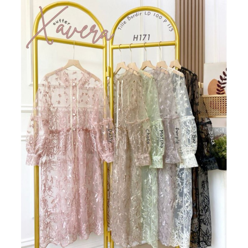 Outter Wanita | Outer Xavera Dress Kondangan bahan Tile Bordir