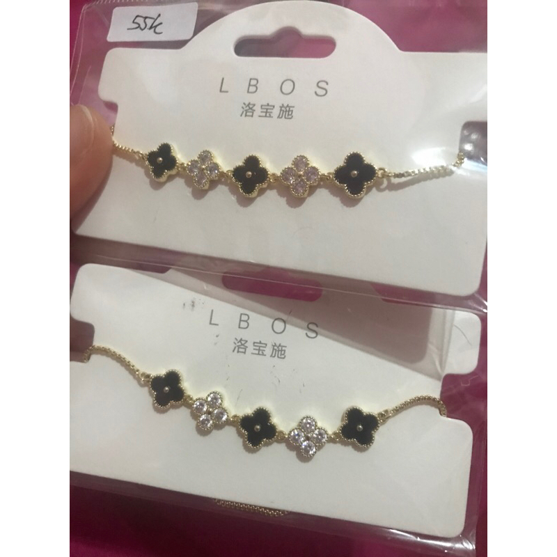 Gelang serut clover LBOS gold black kombinasi