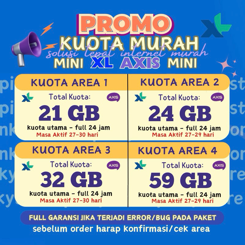 BIG PROMO KUOTA XL AXIS TERMURAH 1 BULAN