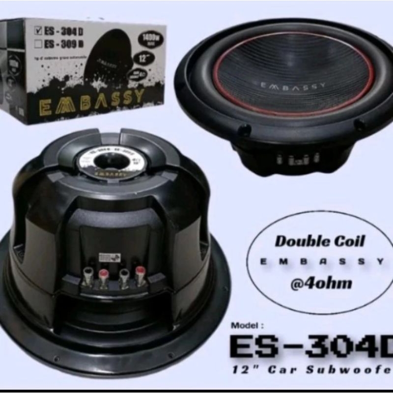 Speaker Subwoofer 12 inch Embassy ES-304D Double Coil Original