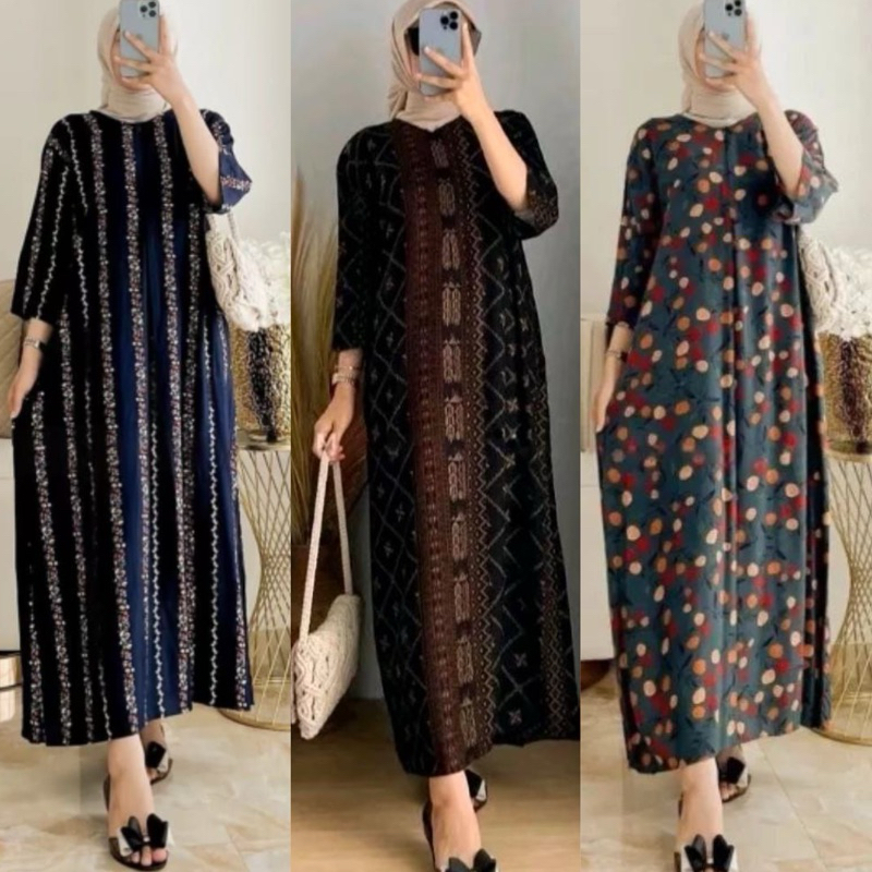 Bisa COD Daster Gamis Lengan Panjang (Orina) dan lengan 3/4  Panjang Sematakaki Rayon Viscose Premiu